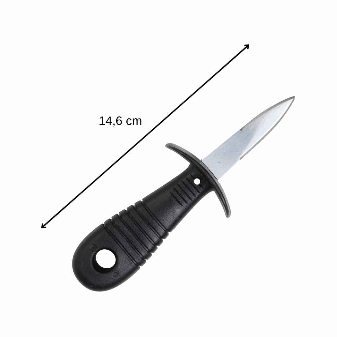 Fackelmann 06452 Austernmesser, Messer zum Öffnen von Austern, Austernmesser, Kunststoff, Edelstahl, Schwarz, 14,6 x 4,8 x 3,7 cm