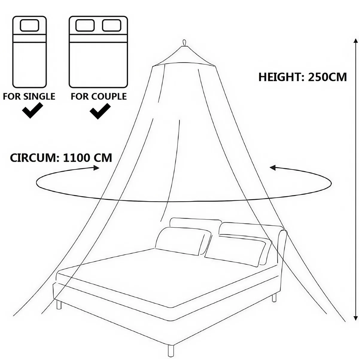 Kiuiom Moskitonetz Bett Baldachin, Feinmaschiges als Moskitoschutz, Fliegennetz Moskitonetze, 0.6 * 2.5 * 11m Moskitonetz Reise Betthimmel Mückennetz Moskitonetz Bett für Doppelbetten Einzelbett