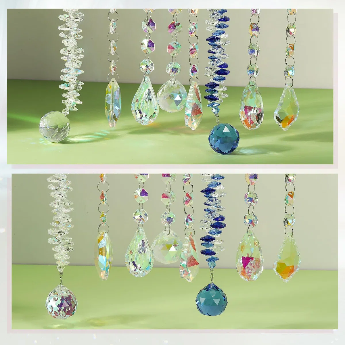 PATIKIL Kristall Sonnenfänger DIY Sonnenfänger 1 Stück Hängender Fensterball Prisma Mit Kette Für Zuhause Garten Deko Frauen Basteln Blau