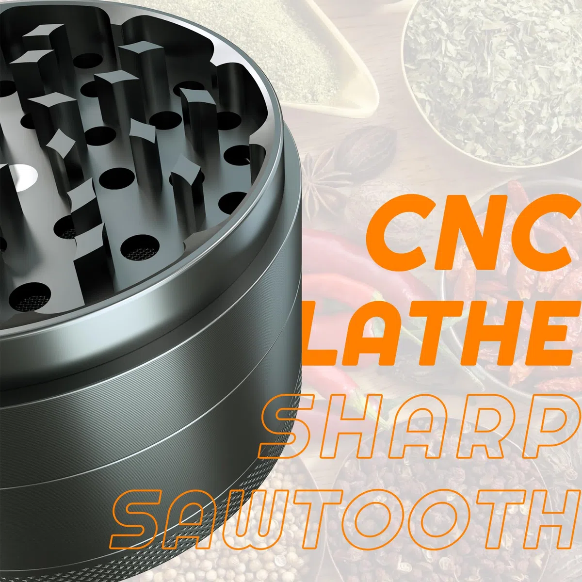 Grinder Crusher 4-Teiliges Set Ø 75 mm Große Größe Mühle Aluminiumlegierung mit Pollen Scraper für Spice Kräuter Gewürze Herb (Grau)