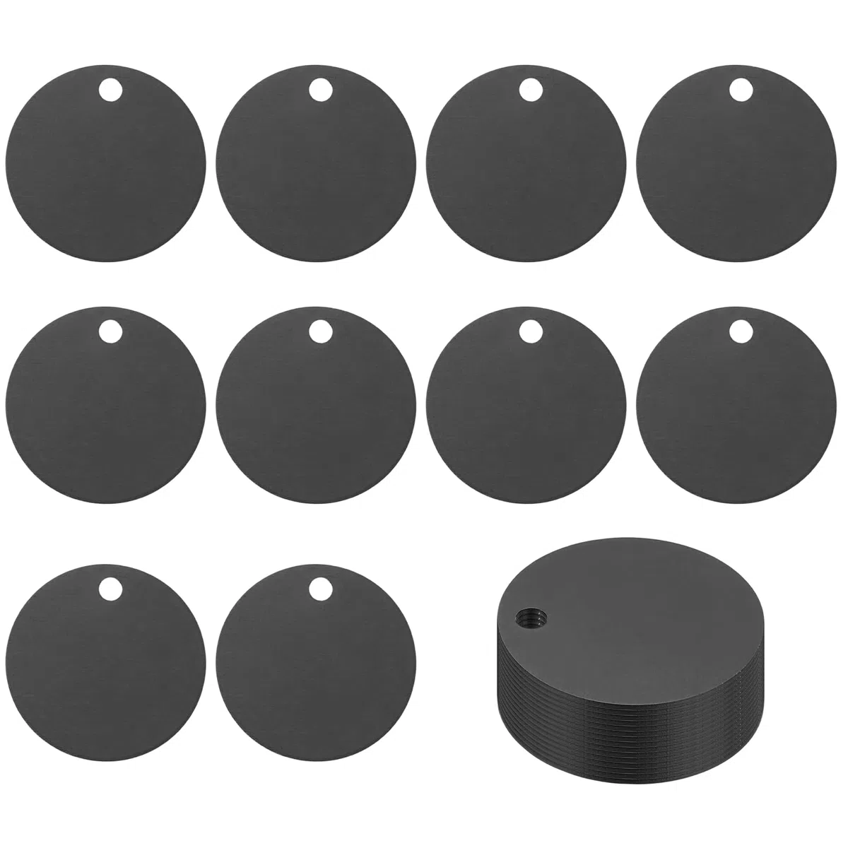 PATIKIL Runde Metall Prägeplaketten 35mm Gravur Rohlinge 25 Stück Aluminiumgravur Rohlinge Laser Gravur Hundemarke mit Loch Schlüsselanhänger für Haustier Basteln DIY Dekoration Schwarz