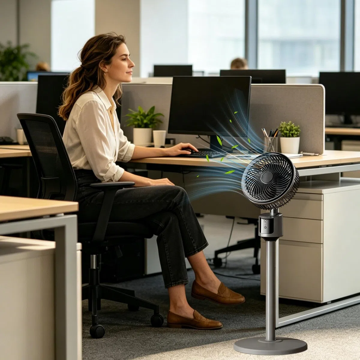 Schlafzimmer-Ventilator, großer leistungsstarker Luftkühler, 3 Geschwindigkeiten, USB-betrieben, stehender Zirkulator, leises Belüftungsgerät, tragbares Brisesystem für Schlafzimmer, Wohnzimmer, Büro