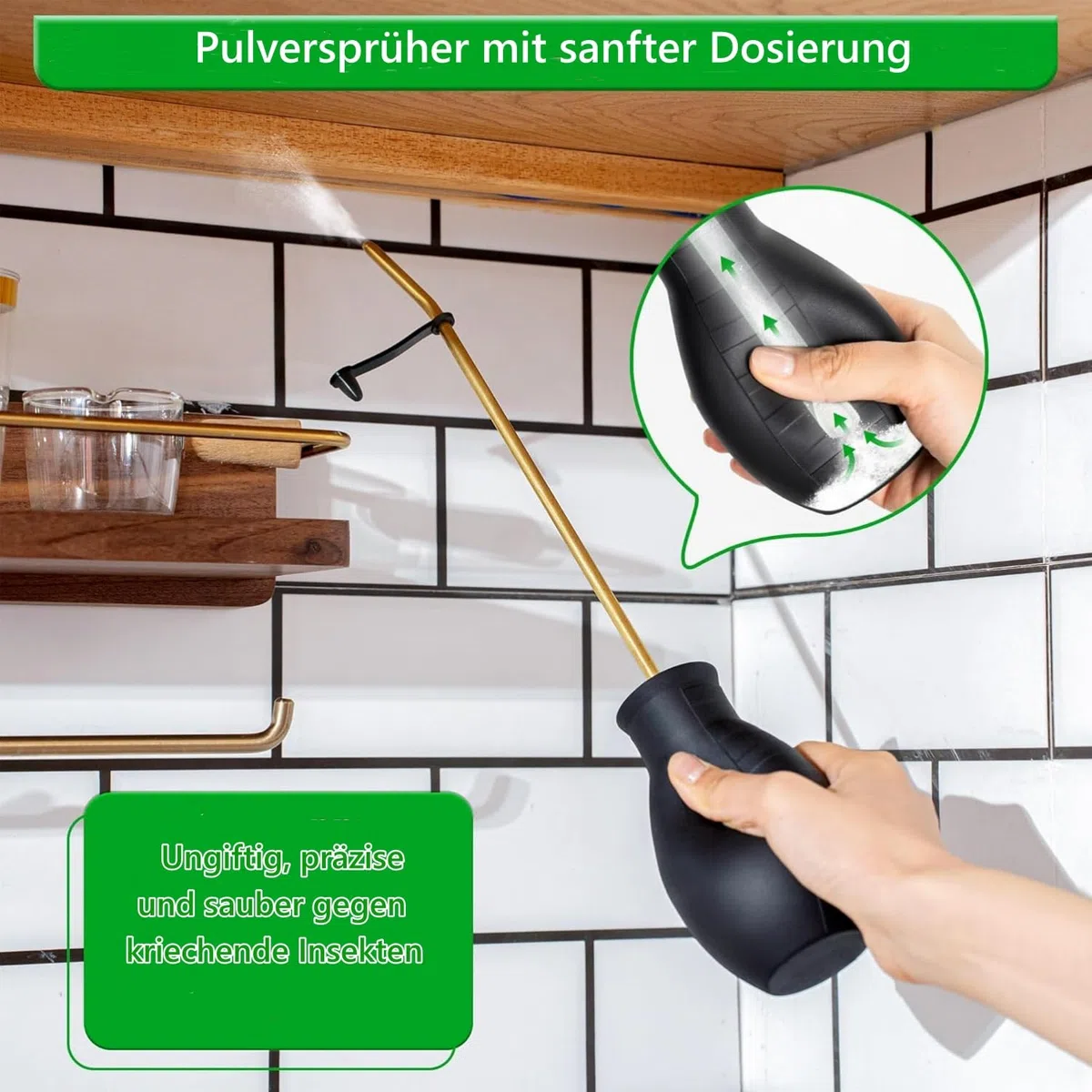 Kieselgur Pulver Staubwedel, Hand Powder Sprinkler Powder Duster pulverzerstäuber, kieselgur zerstäuber, Staub pumpe kieselgur, pulverzerstäuber für Innen und Außen