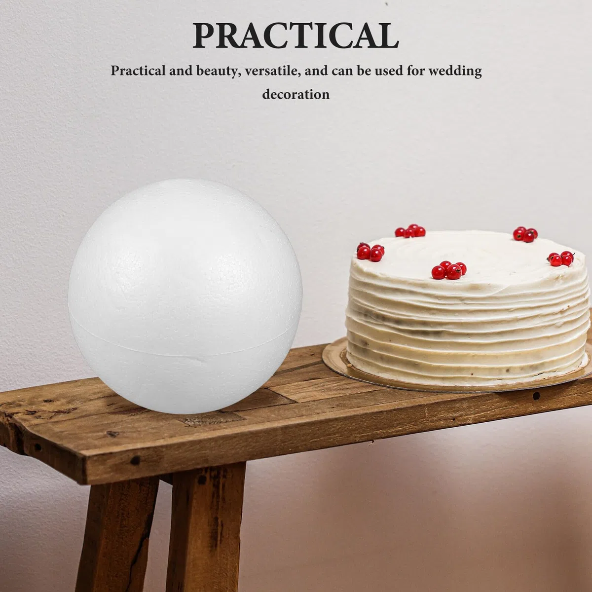 Styroporkugel 18 cm Glatt für Tortendummy DIY Handwerk, Schaumstoffball für Kuchenmodell Basteln, Weißer Styroporball für Hochzeit Party Deko, Modellierball Leicht und Vielseitig