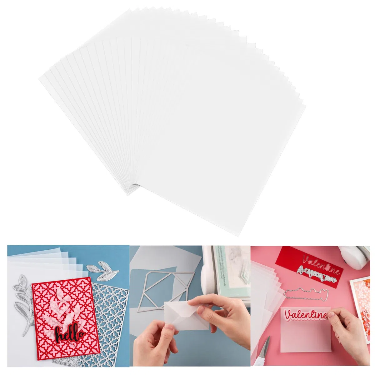 Pergamentpapier, durchscheinend, matt, glatt, bedruckbar, Pergamentpapier für selbstgemachte Einladungen, Grußkarten, Karten-Overlays, Zeichnungen, Umschläge, 60 Blatt (21,6 x 27,9 cm, 135