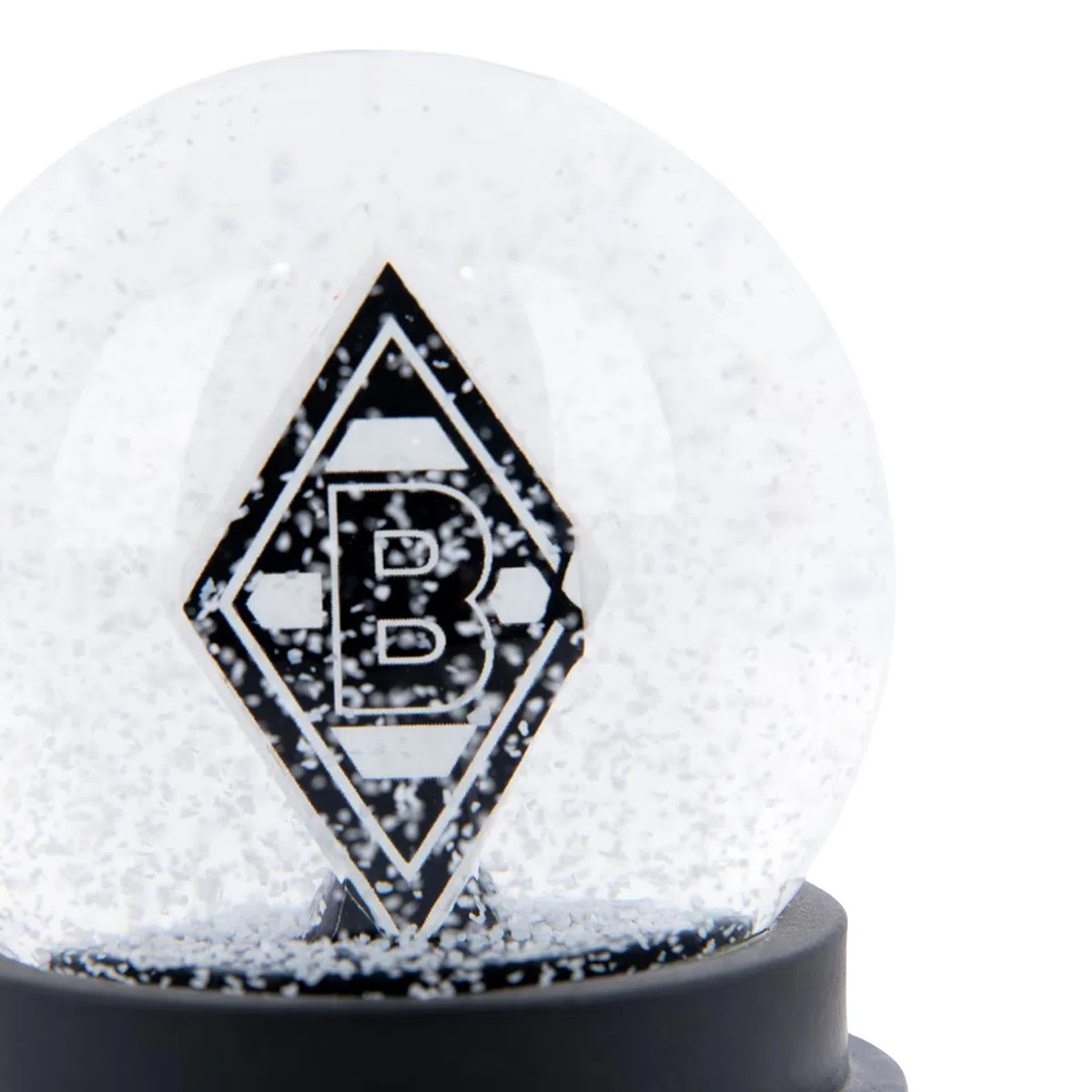 Borussia Mönchengladbach Schneekugel „Raute“ | Offizieller Fanartikel Fohlenshop | Mit Vereinslogo in Glaskuppel | Sockel mit Schriftzug | Weihnachtsdeko & Sammlerstück