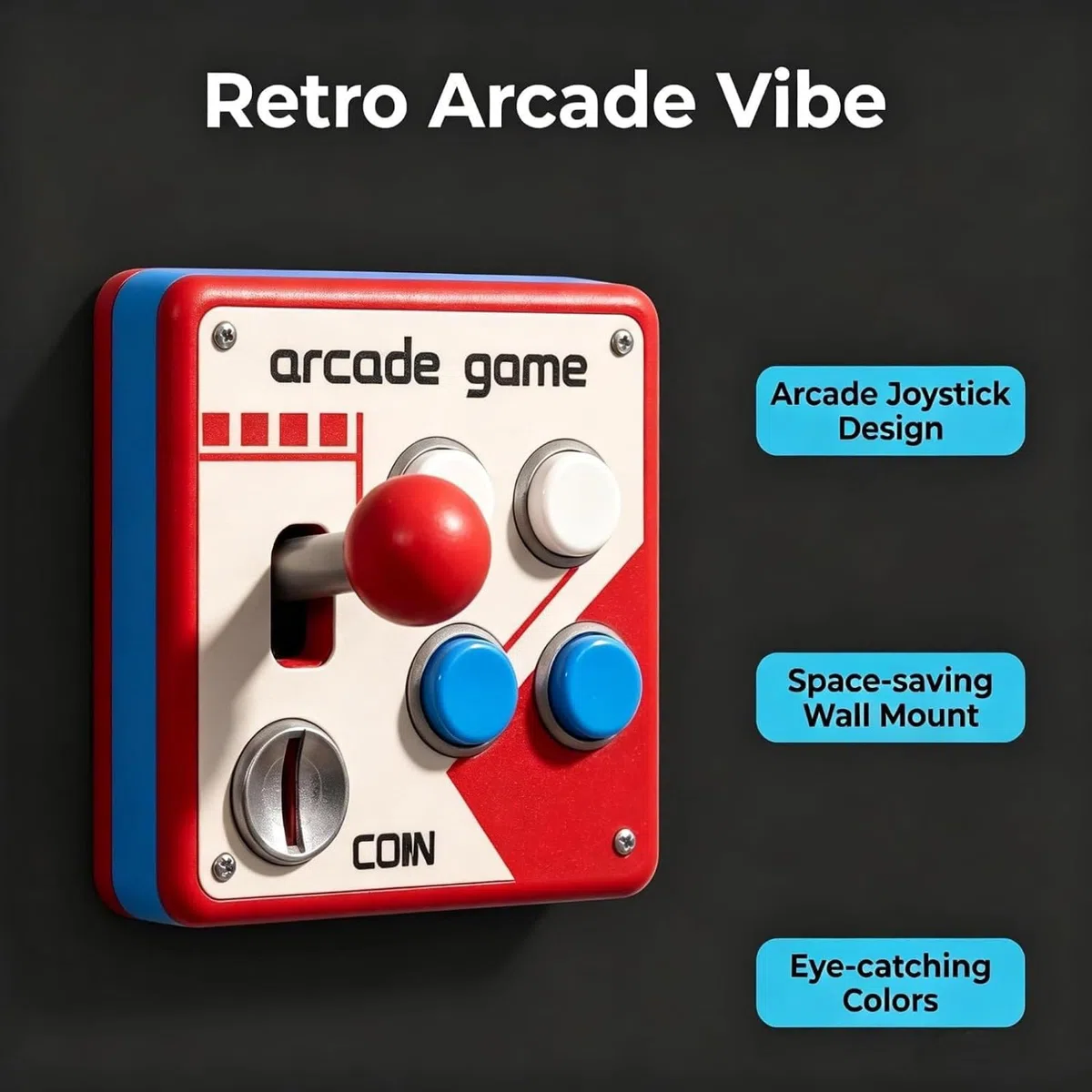 Retro-Arcade-Schalttafel, Klassische Joystick-Knopf-Wandplatte, DREI Arten Retro-Arcade-Vintage-Spielzimmer-Wanddekoration, Männerhöhle und Unterhaltungsgeschenk für Schlafzimmer, Flur (B1pc)
