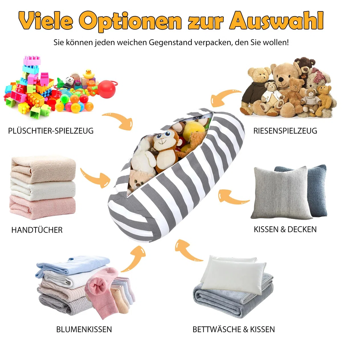Sitzsack Kuscheltier Stofftieren Aufbewahren für Kinder,200l Sitzsack Bezug mit PlüSchtier FüLlung als StüHle Sofa-Sitz Bodenkissen,fur Kinderzimmer Schlafzimmer