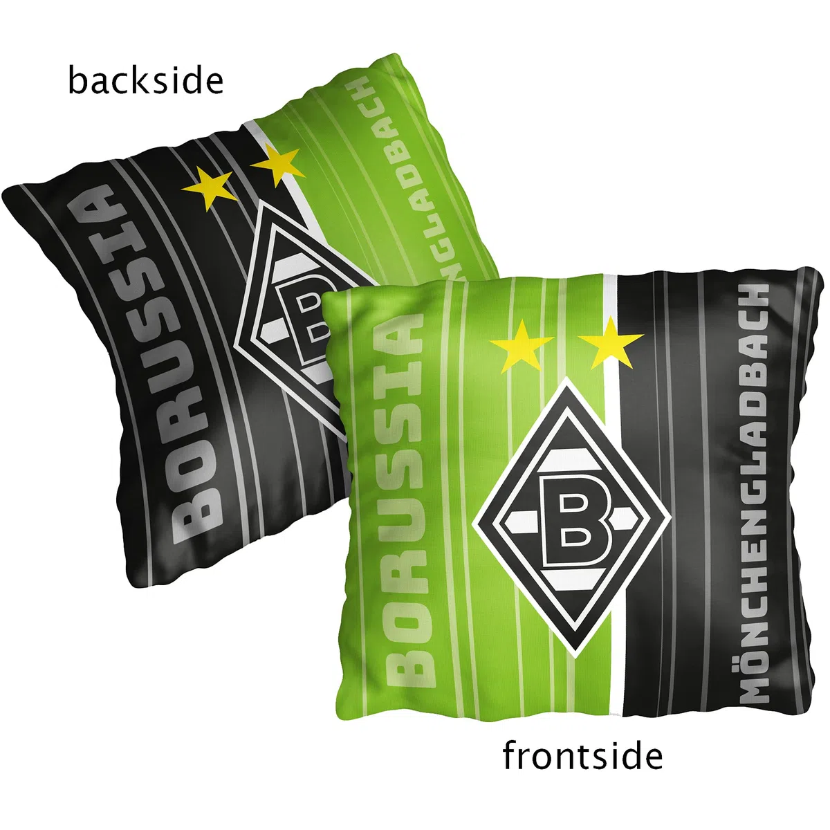 Borussia Mönchengladbach Wende-Kissen Die Fohlen-Elf 40x40 Schwarz Weiß Grün Fußball Borussia Park VfL 1900 Bundesliga Fankissen Kuschelkissen Dekokissen Kopfkissen Meister Polster z. Bettwäsche