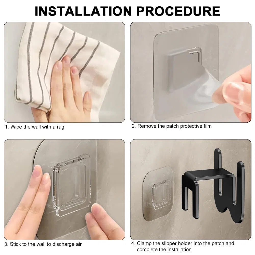 Schuhhalter Wand, 3 Stück Ohne Bohren schuhablage, schuhregal wand aus Space-Aluminium, multifunktionales Badezimmer-Hausschuhregal für Badezimmer Schlafzimmer Wohnzimmer (Schwarz)