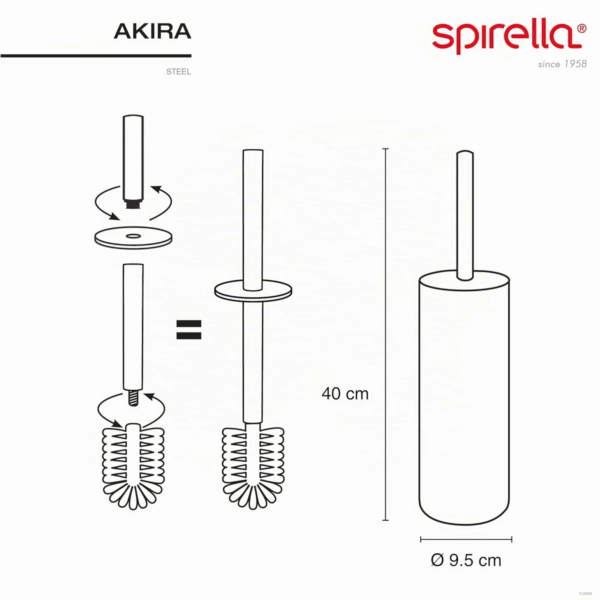 Spirella WC Bürste Klobürste Toilettenbürste „Akira“ mit hygienischem Behälter matt schwarz