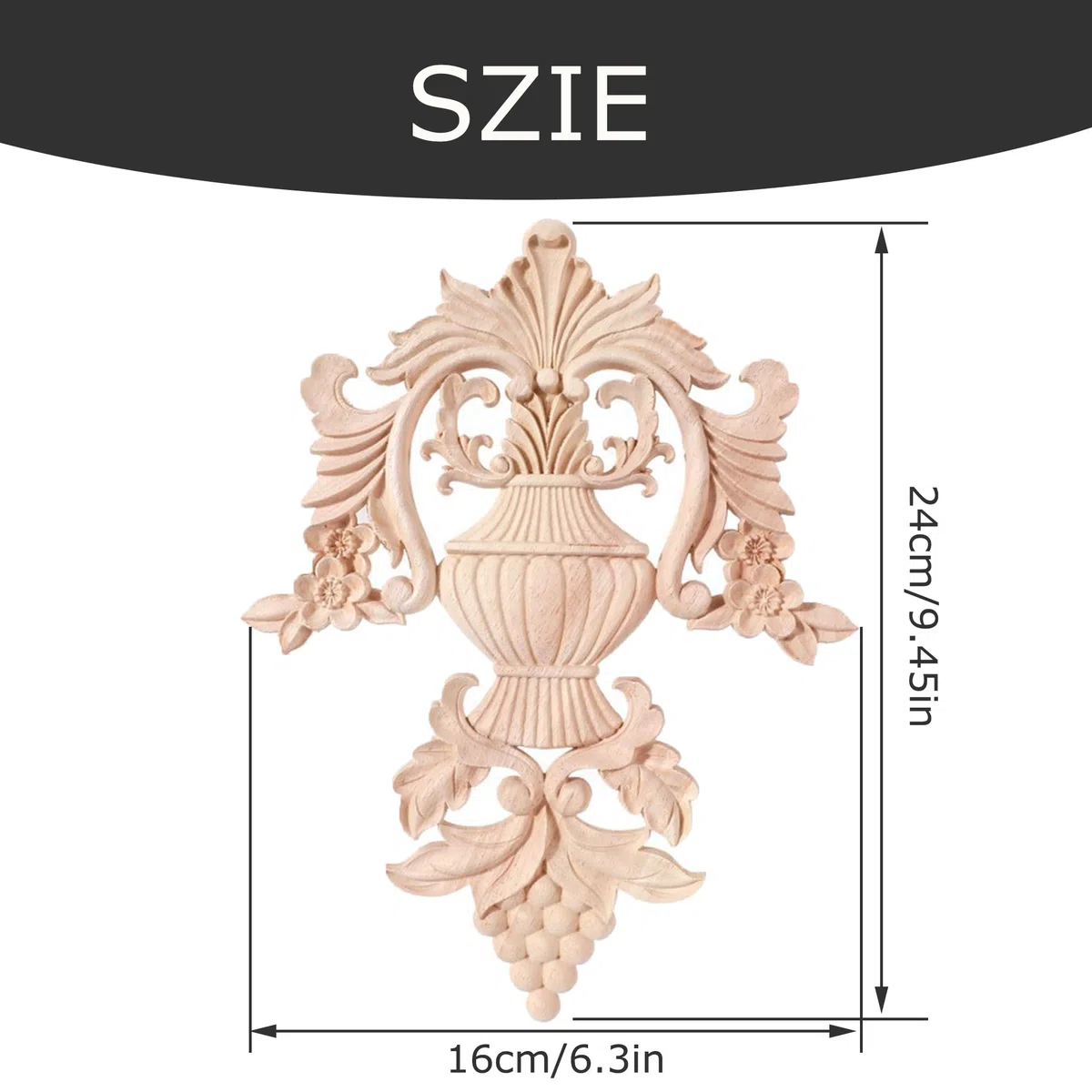2pcs Retroschinitzereien Unlackierte Holzschnitzereien Europäische Schnitzereien Möbel Hause Tür Decor DIY Handgemacht Holz Geschnitzte Möbel Appliques Holz Ornamen (XL)