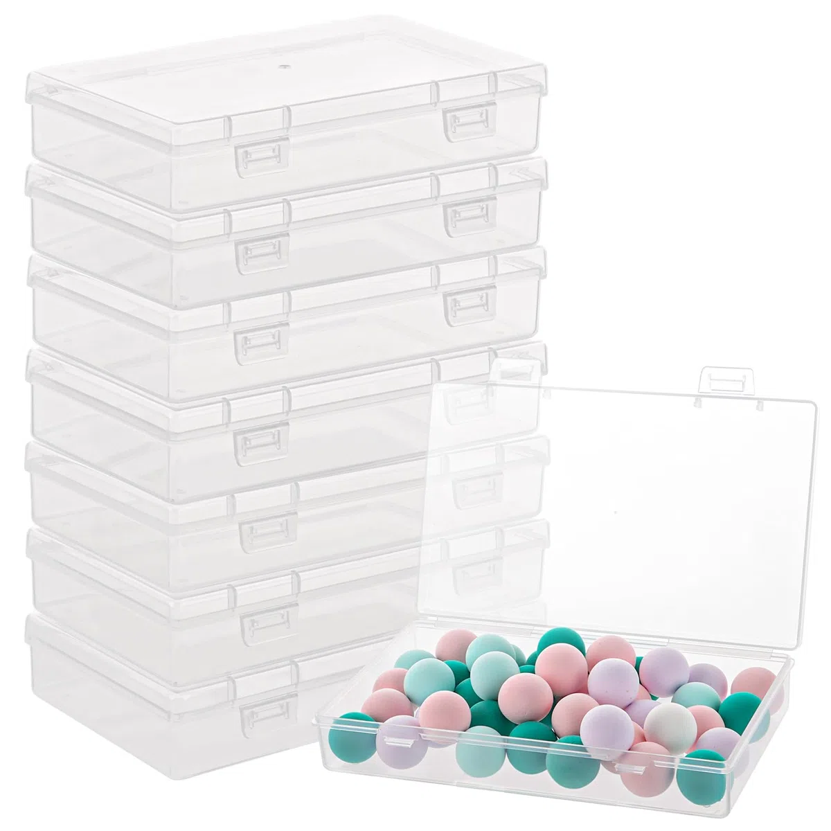 8 Stück Kunststoffbox, Aufbewahrungsbox mit Deckel 15.5x9.3x3CM, Transparent Kunststoffboxen Dokumentenbox Tragbare Archivboxen Aufbewahrung für Dokumente, Sammelalben, Bastelarbeiten