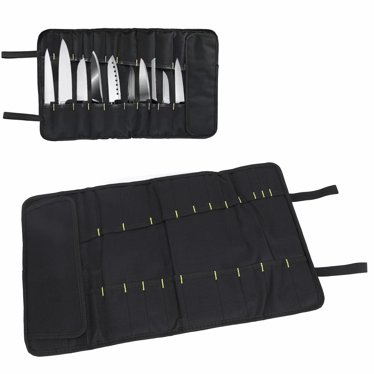 Kochmesser-Tasche, Multifunktionale Tragbare Messertasche aus Segeltuch mit 20 Steckplätzen, Professionelle Kochmesser-Rollen-Aufbewahrungstasche für Zuhause Küche Reisen Camping