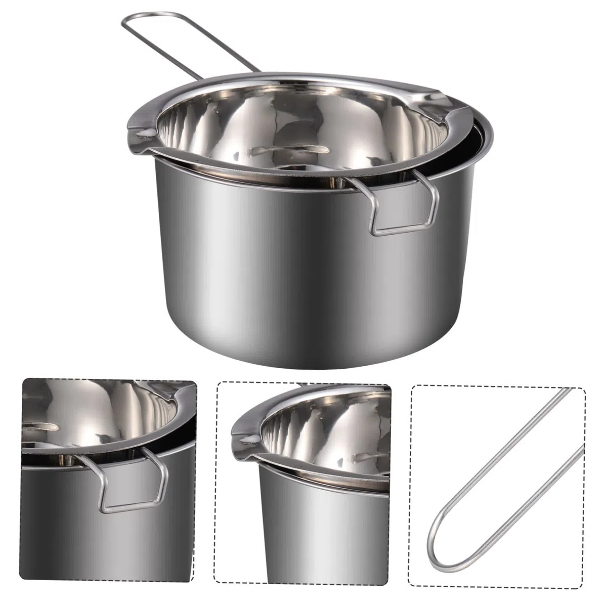 Schmelztopf Kerzenwachs aus Edelstahl mit 400ml Kapazität Doppelkessel zum Schmelzen von Butter und Schokolade Komfortabel für Küche und Restaurant