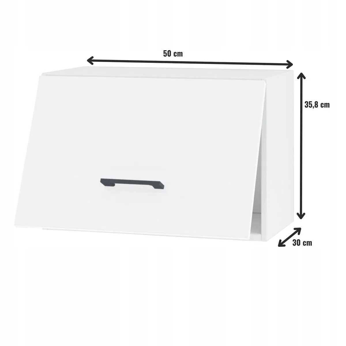 Hängeschrank Küche 50 cm - Kompakter Oberschrank mit Klapptür - praktischer Stauraum - hochwertige Möbelplatte - einfacher Selbstmontage - ideal für kleine und große Küchen (Weiß Matt)