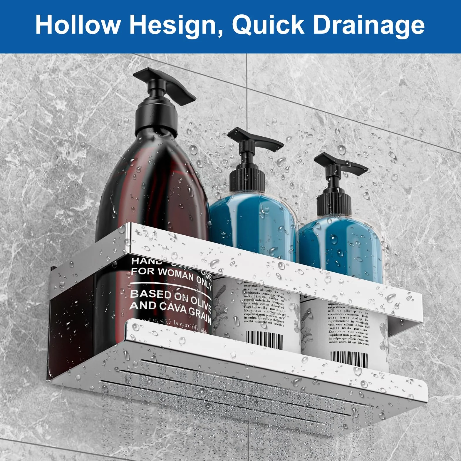 Duschablage Ohne Bohren, Duschregal aus Edelstahl SUS304, 2 Stück Badezimmer Regal Organizer, Shampoo Duschgel Halterung für Dusche (Silber 2 Stück)