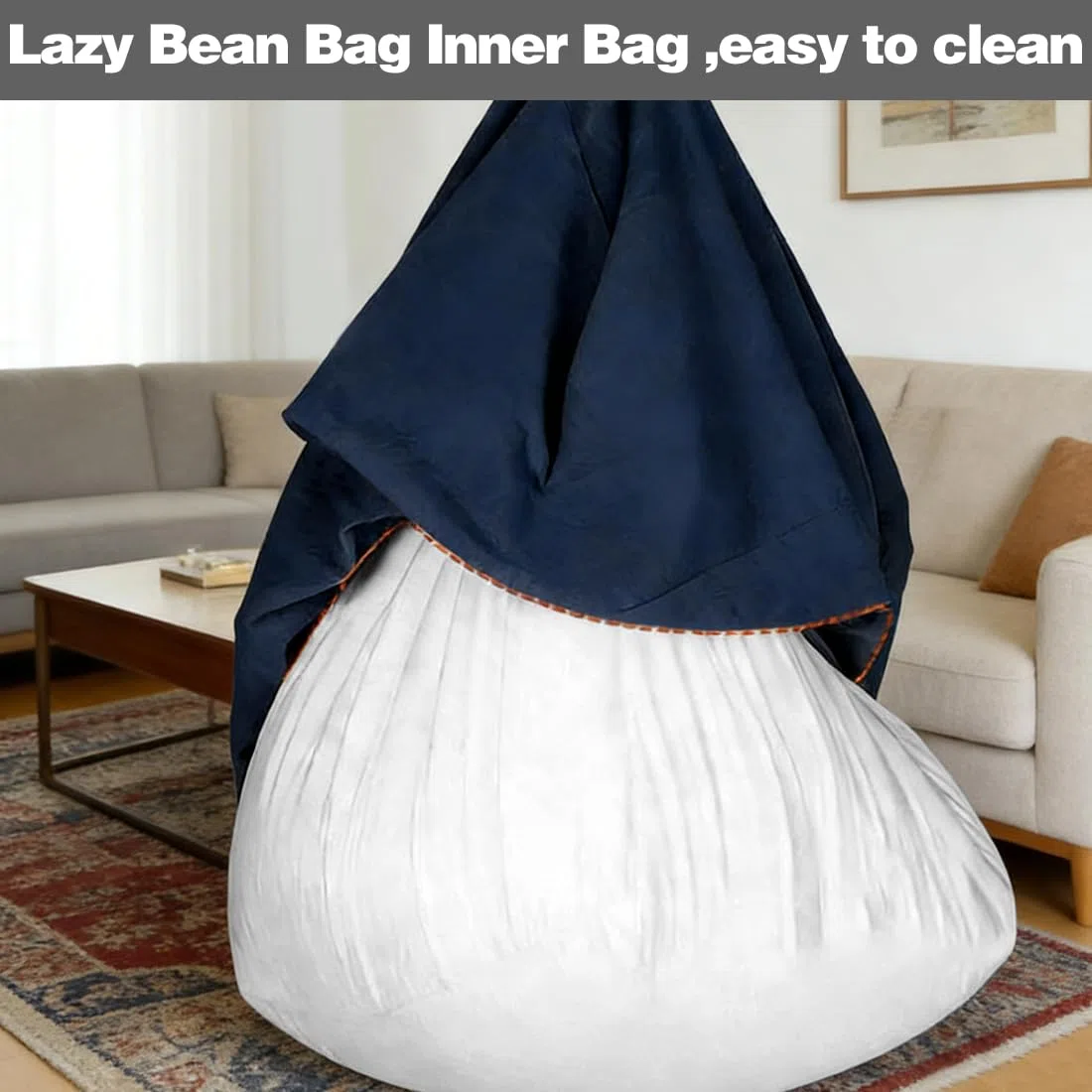 Yuragim Innenbezug für Sitzsac, Sitzsack-Einsatz XXL 100X120cm Innenbezug für Sitz Lazy Sofa, Sitzsack Taschentücher Ersatzbezu Sitzsackhülle Ersatzbezug für Sitzsackeinsatz Sitzsackbezug Stoff Sofa
