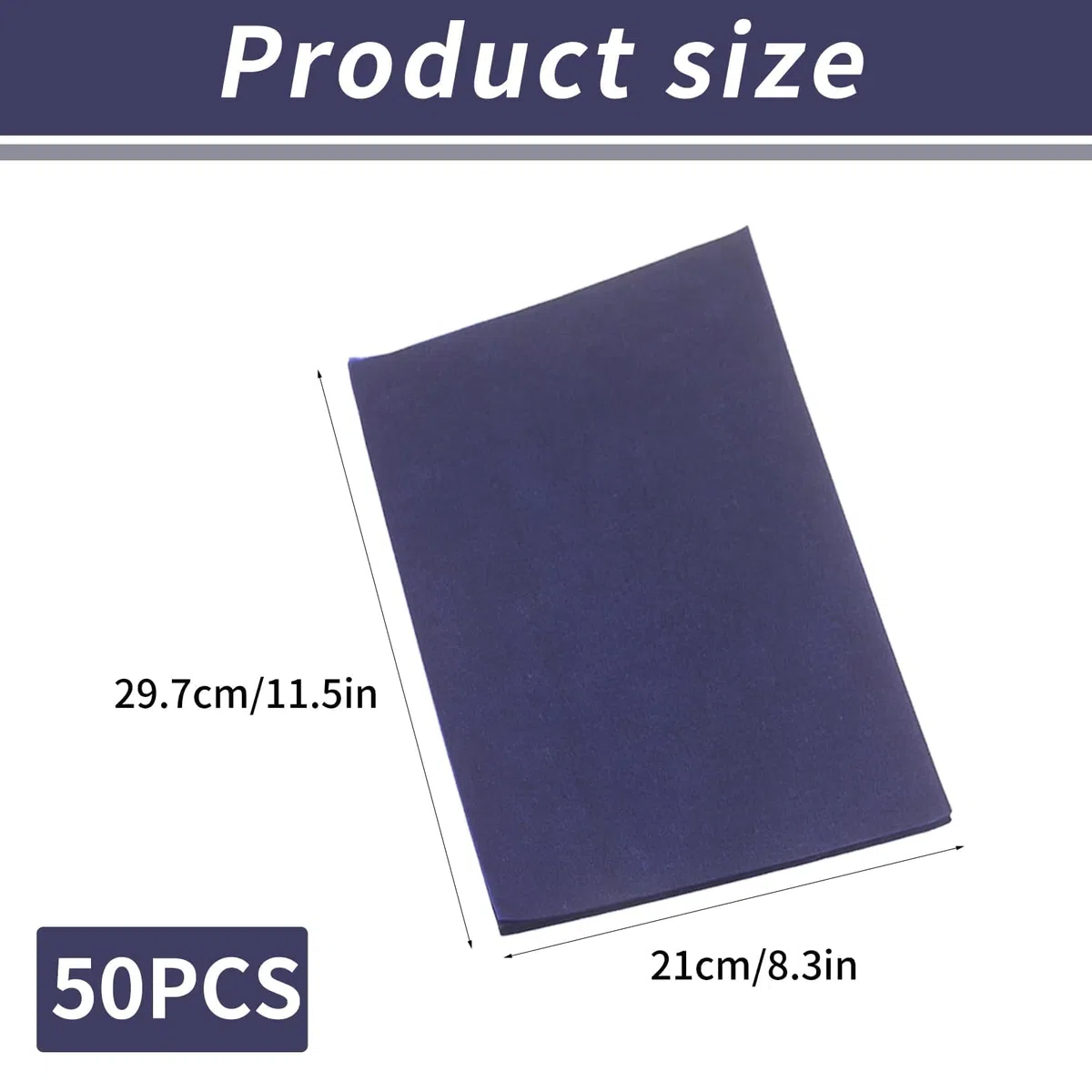 50 Pcs Transferpapier,Pauspapier,Kohlepapier Zum Nachzeichnen,Pauspapier A4,Blaupapier Zum Durchschreiben,DIY Handwerk Transferpapier Durchschlagpapier,Auf Karton Papier Und Leinwand 21x29.7cm Blau