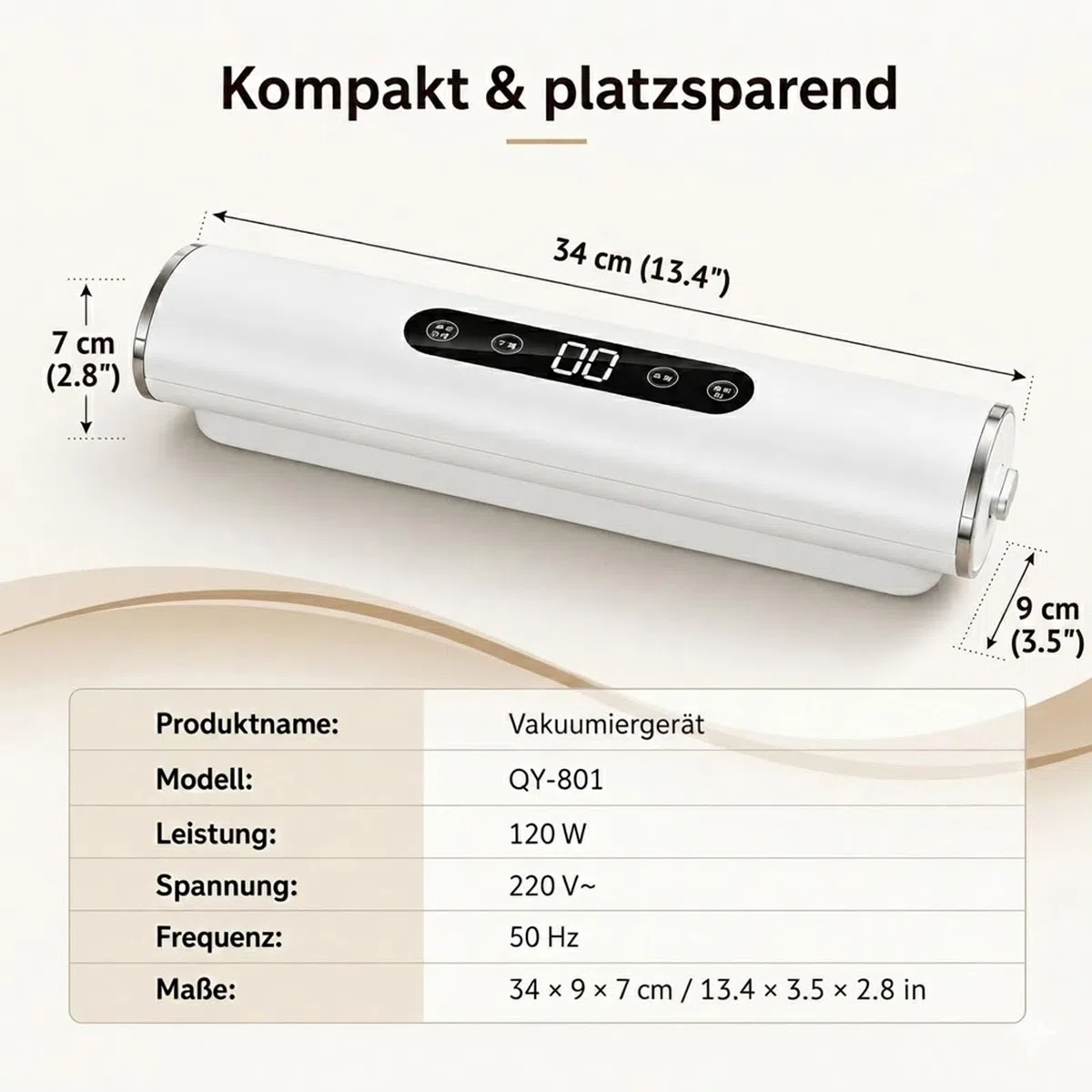 Vakuumiergerät für Lebensmittel mit 20 Beutel, 62KPA Vakuumierer Folienschweißgerät Vollautomatisch, Einschweißgerät für Trockene & Feuchte, Vacuum Sealer Kompakt für Küche & Gefrierbeutel, Weiß