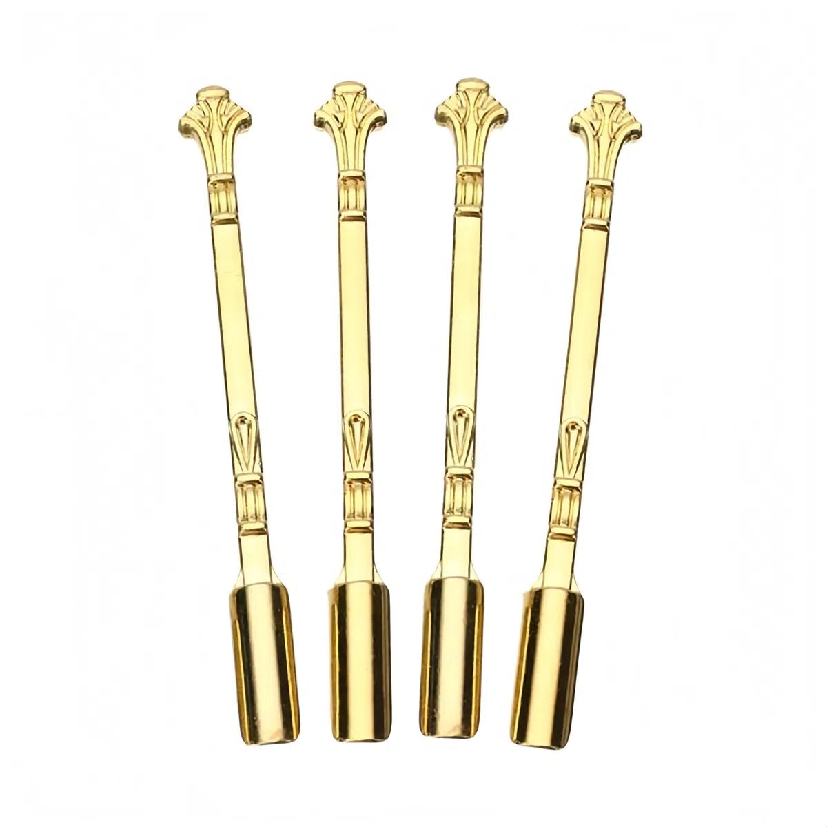 Mini-Löffel, goldfarbener Mini-Löffel, Mini-Schaufel, Mikroskalen-Löffel, Heimbedarf, Anhänger, Halskette, Fläschchen, zum Befüllen von Salzen, Kräutern, 4 Stück (Gold)