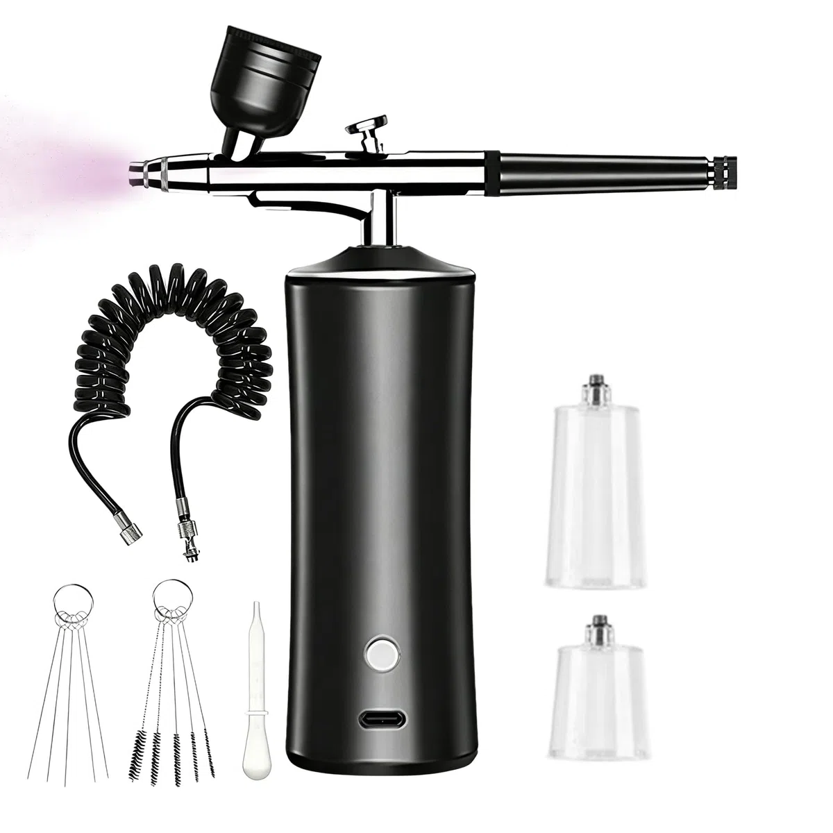 Airbrush Set Mit Kompressor,Wiederaufladbare Airbrush Mit 2 Düse,Wireless Airbrush Set,Tragbare Air Brush Kompressor-Set For Makeup,Tattoo-Modellierung,Kuchendekoration,Wiederaufladbar,Nail Art