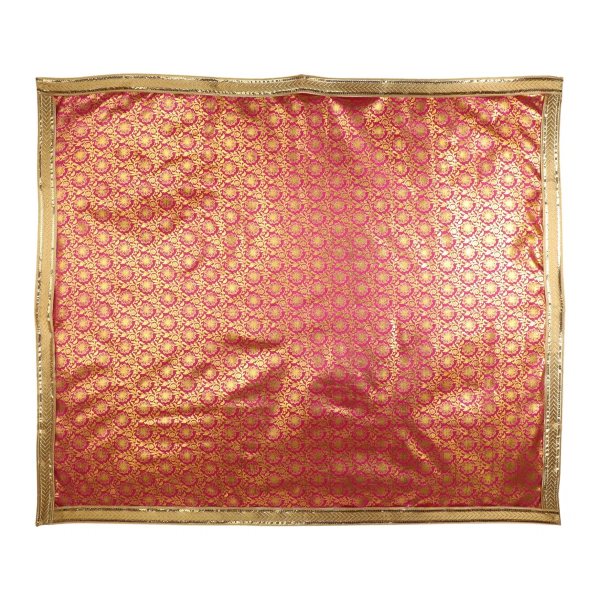 Decorative Mat Aasan Chunari Backdrop Pooja Cloth Chunni (Size:- 36" x 36") Indian Traditional Festival Laxmi Poojan Navratri Decorations MATA Ki Chunri for Statue Chowki Aasan Mat Home Decor(Pink)