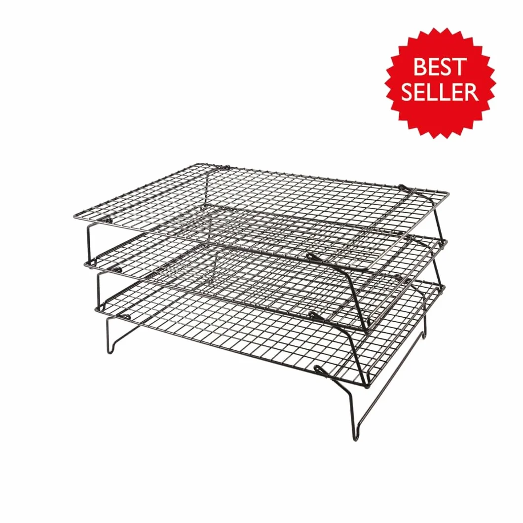 Tala 3-stöckiges Abkühlgitter 40 x 25 cm, Kuchengitter stapelbar und faltbar, Cooling Rack mit Antihaftbeschichtung, Backzubehör für Kuchen Muffins Kekse Plätzchen und Gebäck
