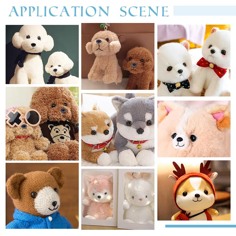 PH PandaHall 120 Stück Schwarze Kunststoffnasen, 15 Größen Sicherheitsnasen mit Abstandhalter Teddybär Nasen zum Basteln Häkeln und Basteln mit Kuscheltieren, Stift: 4.5mm~6.5mm