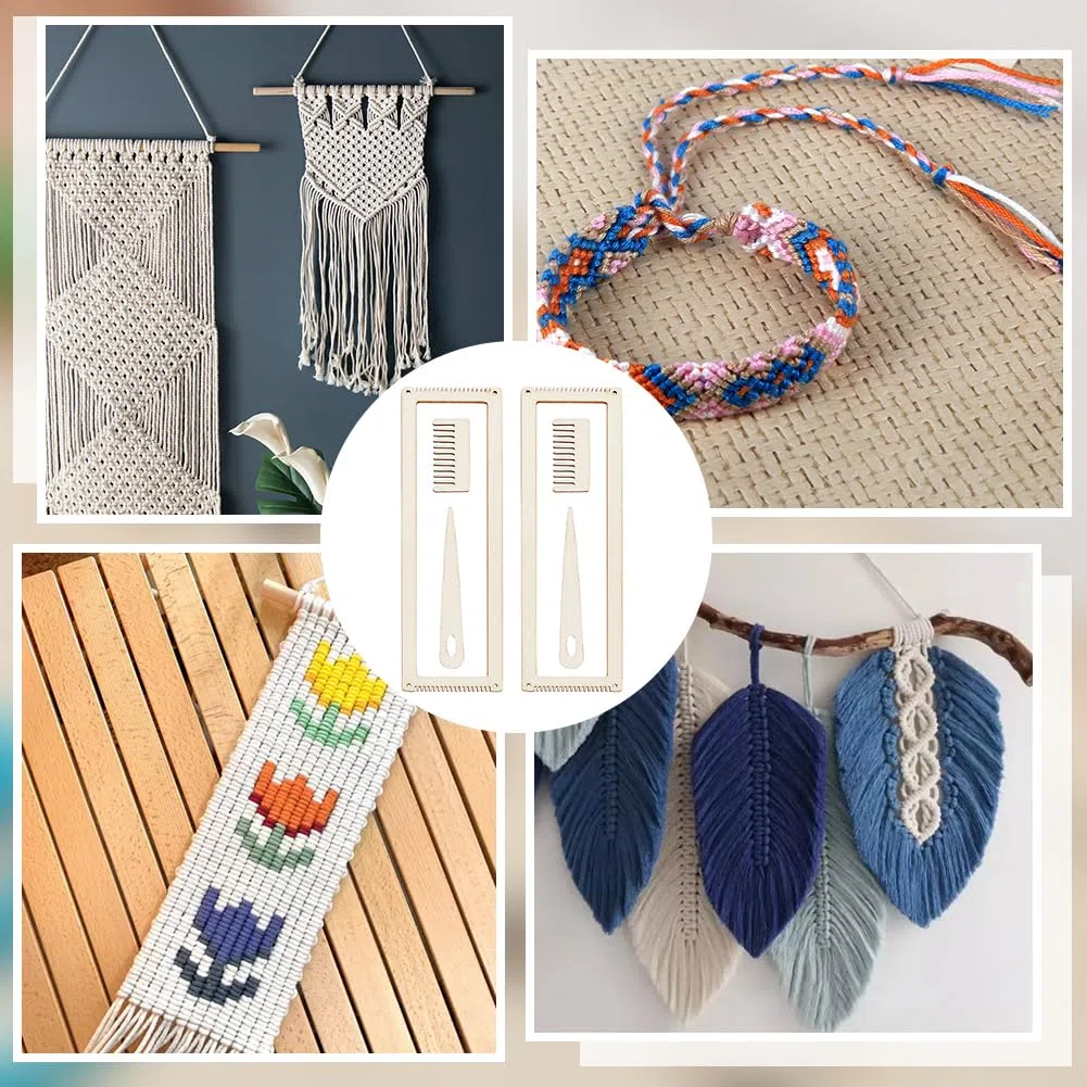OLYCRAFT Mini Webstuhl Set Aus Holz - DIY Webkunst Gobelin Mit Webkamm Und Tropfen Häkelnadel Für Anfänger Strickhandwerk