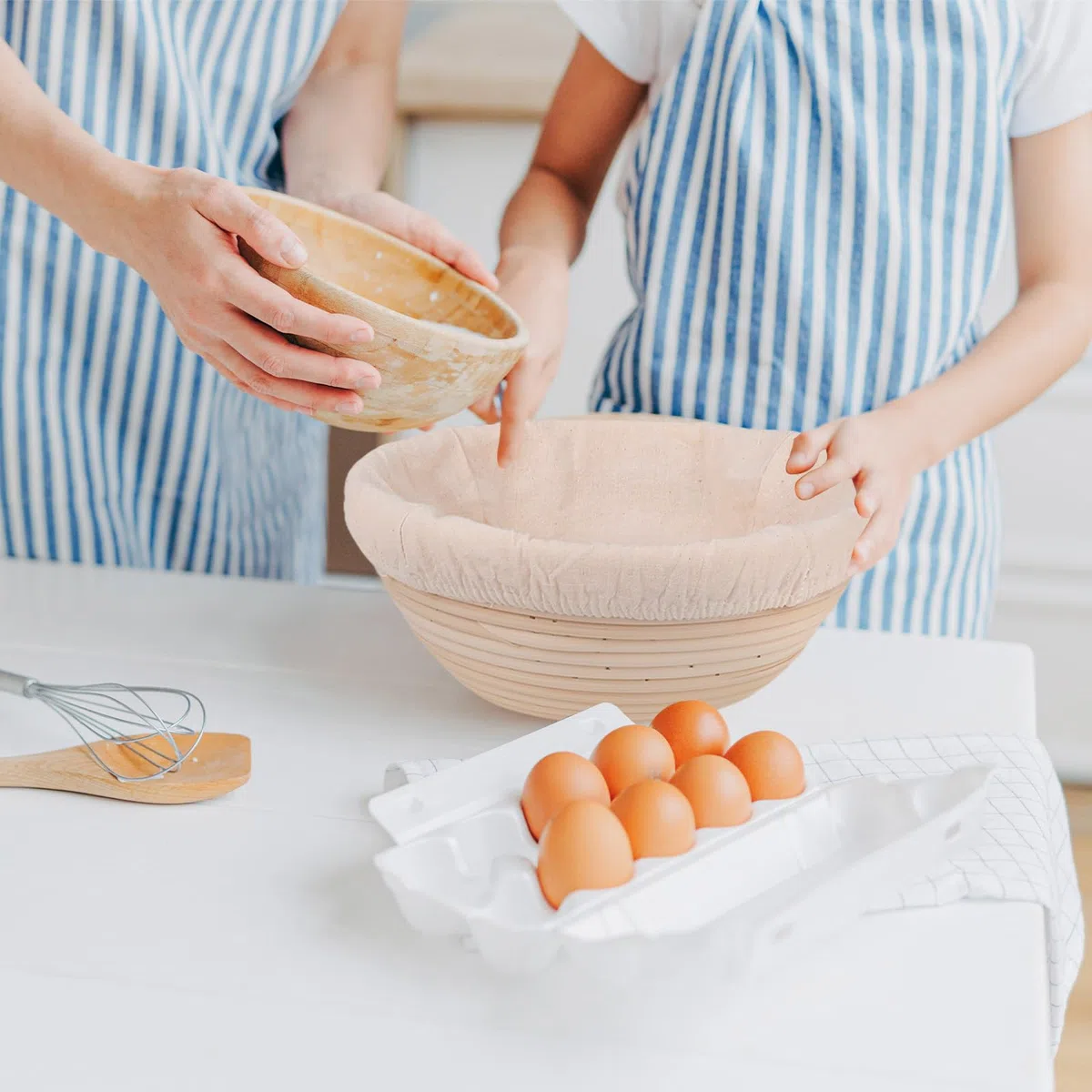 2 Stück Gärkorb Leinentuch 25cm Leineneinsatz für Brot Gärkörbchen Gärkorb-Stoffeinlage Rund Gärtuch Brotbacken Spanntuch Bäckerleinen für Brot Gärkörbchen Gärkorb