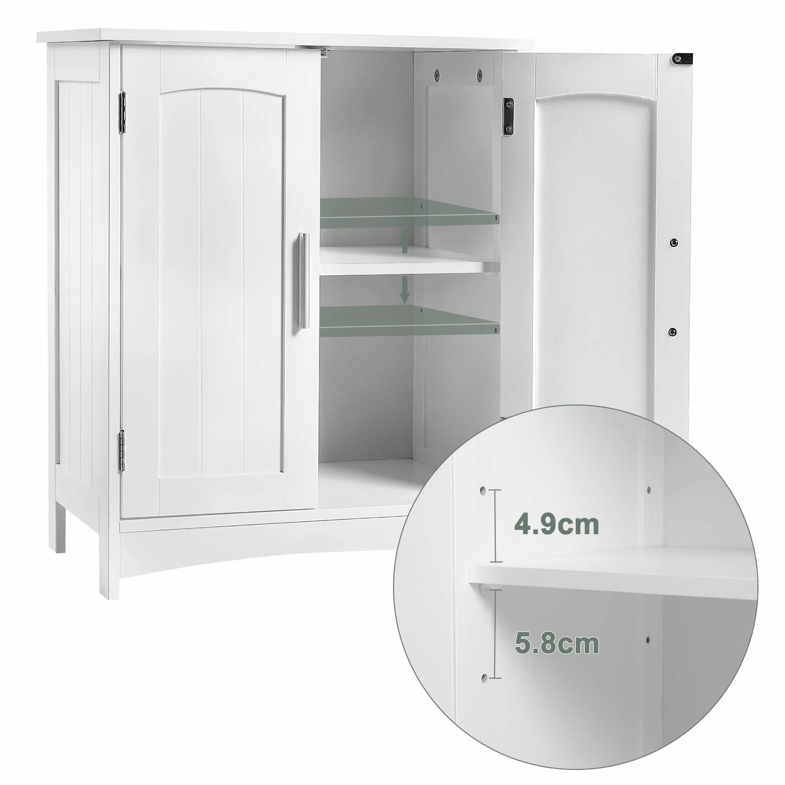 EUGAD Waschbeckenunterschrank, Unterschrank, Waschtischunterschrank, Badezimmerschrank, Badschrank mit 2 Türen, verstellbare Ablage, freistehend, modern, 50x60x30 cm, Weiß
