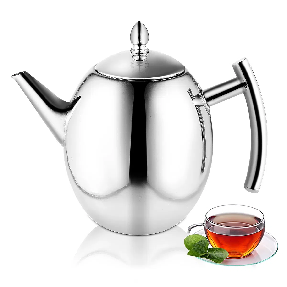 ColdShine 1,5 L Teekanne Edelstahl mit Siebeinsatz Teebereiter Thermo Doppelwandig Kaffeekanne mit Tee Sieb und Isoliertem Griff Campingkessel