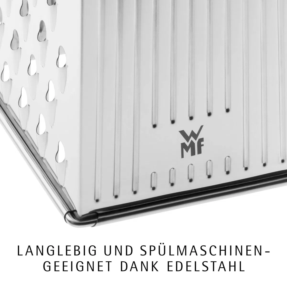WMF Gourmet Vierkantreibe, 8 x 24 cm, Reibe Edelstahl, 4 Reibeflächen, ideal als Kartoffelreibe, Gemüsehobel, Cromargan, spülmaschinengeeignet