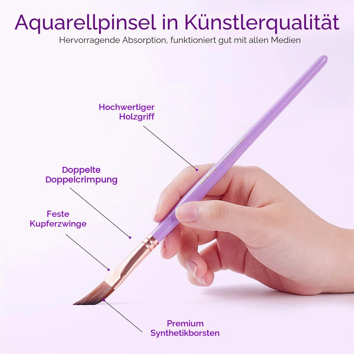 Nicpro 10 Stück Pastell Aquarellpinsel Set, Professionelle Aquarell Pinsel mit Halter und Tasche, Spitz, Rund, Künstlerpinsel, Watercolor Brush für Erwachsene, Anfänger, Aquarell, Tinten, Gouache