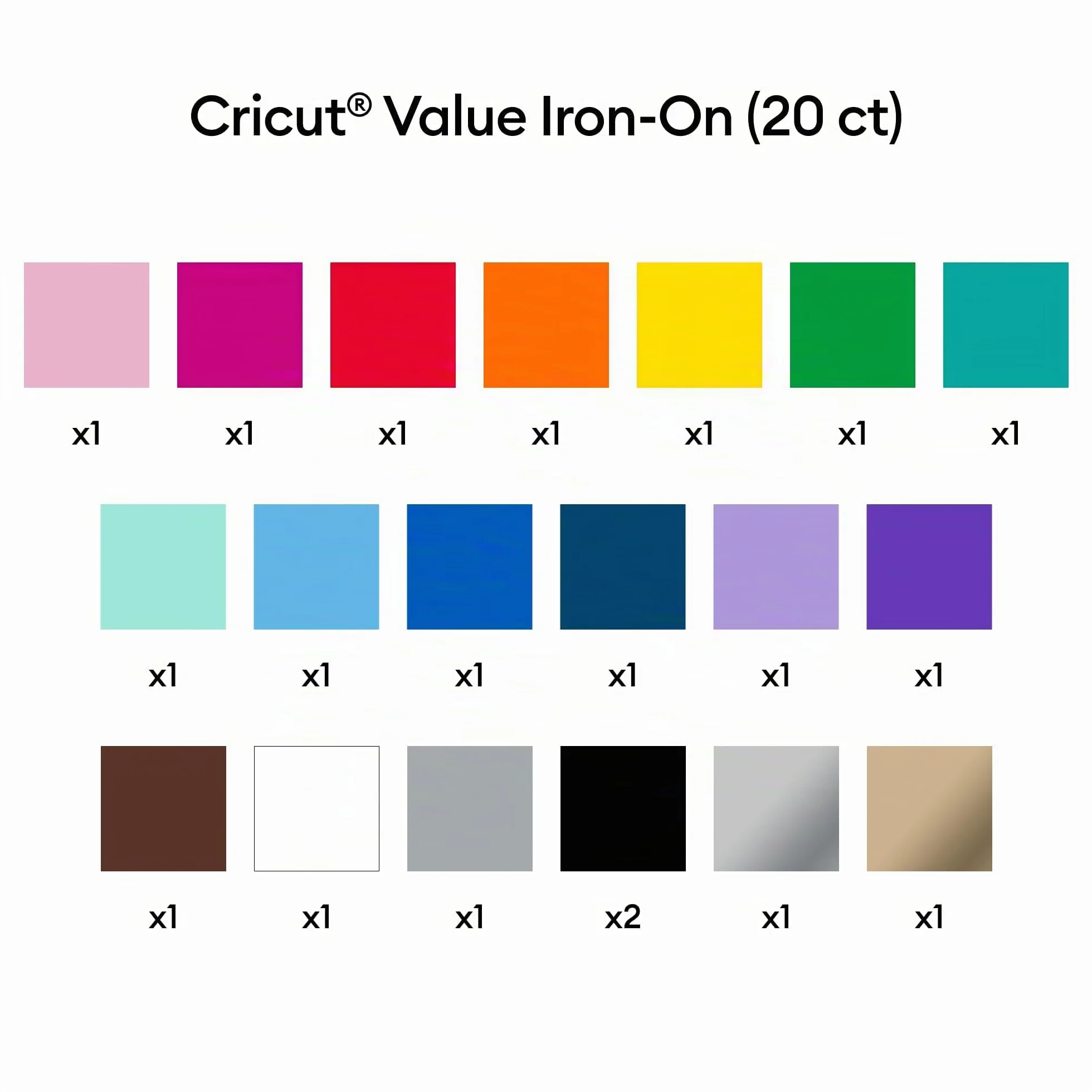 Cricut Transferfolie | 20er Paket | 30.5cm x 30.5cm (12" x 12") | Thermotransfervinyl-Blätter | Für alle Cricut Schneidemaschinen geeignet