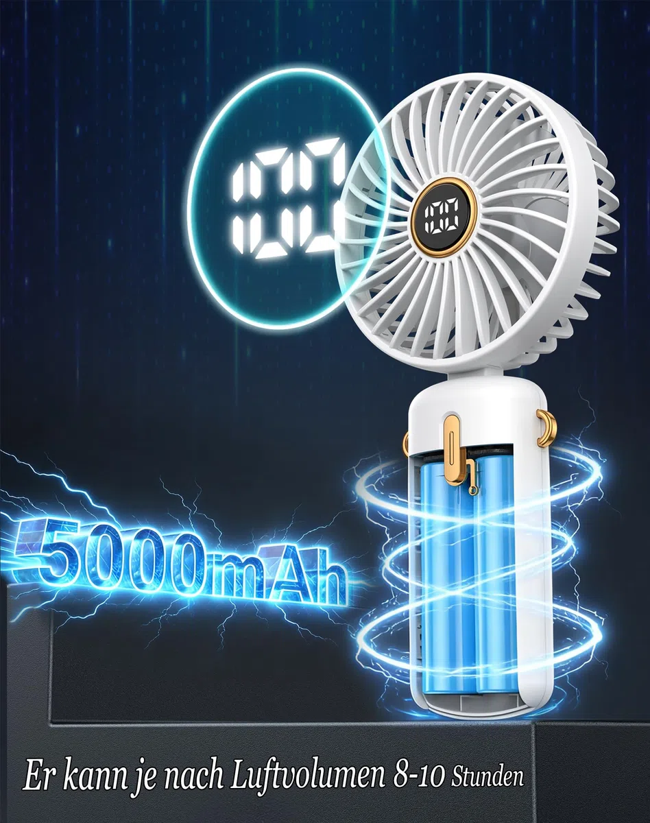 Handventilator-Mini-Ventilator-Akku-Aufladbar-Klein-Hand-Held-USB-Fan Portable Ventilatoren Kleiner Taschenventilator Leise Tragbarer Unterwegs Handy Tischventilator Taschen Electric Kinder Camping