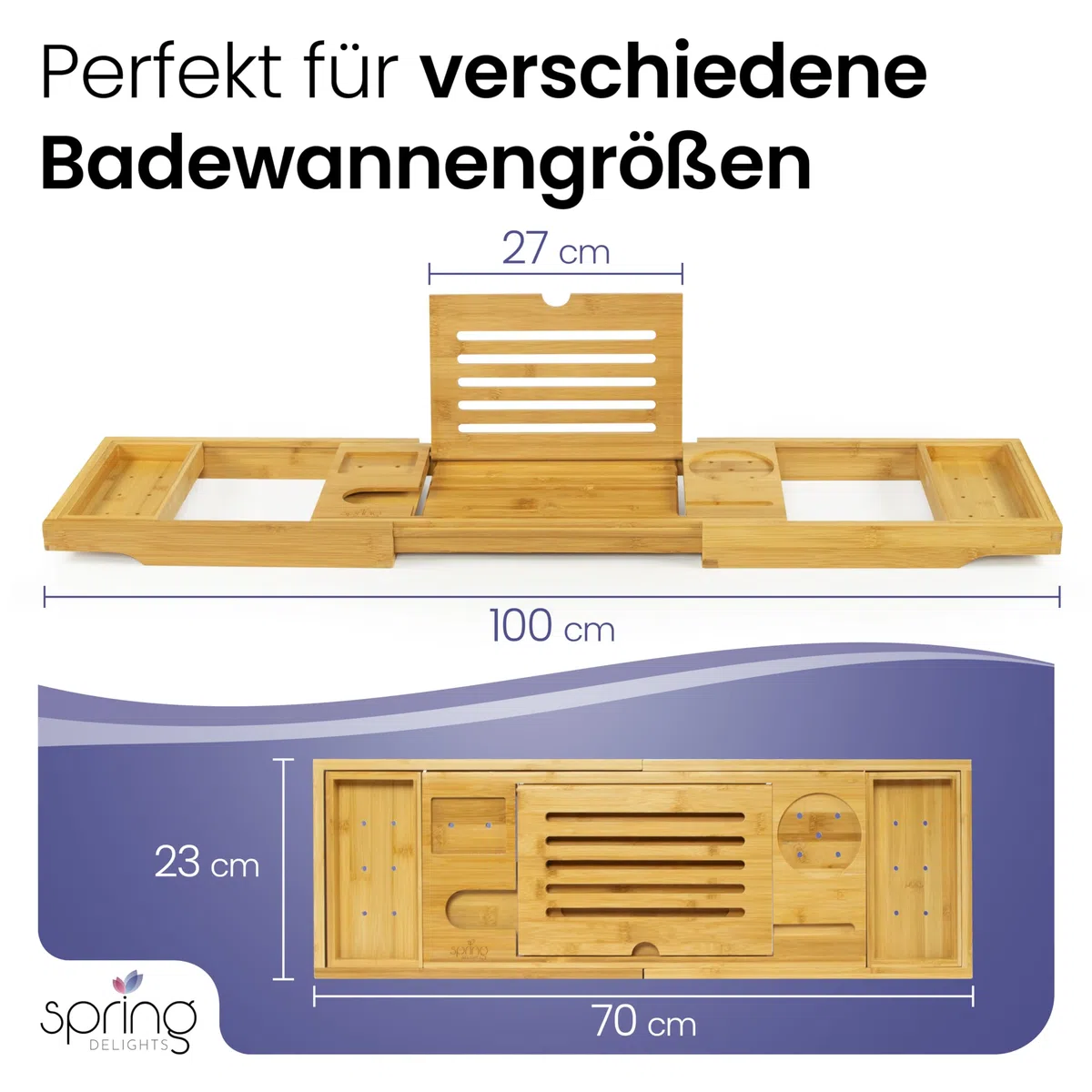 Badewannen-Set: Luxus Bambus Badewannenablage & Ergonomisches Badewannenkissen - Weinglashalter, Tablethalter, Handyhalter & Extra Große Saugnäpfe - Dein Ultimatives Spa-Erlebnis