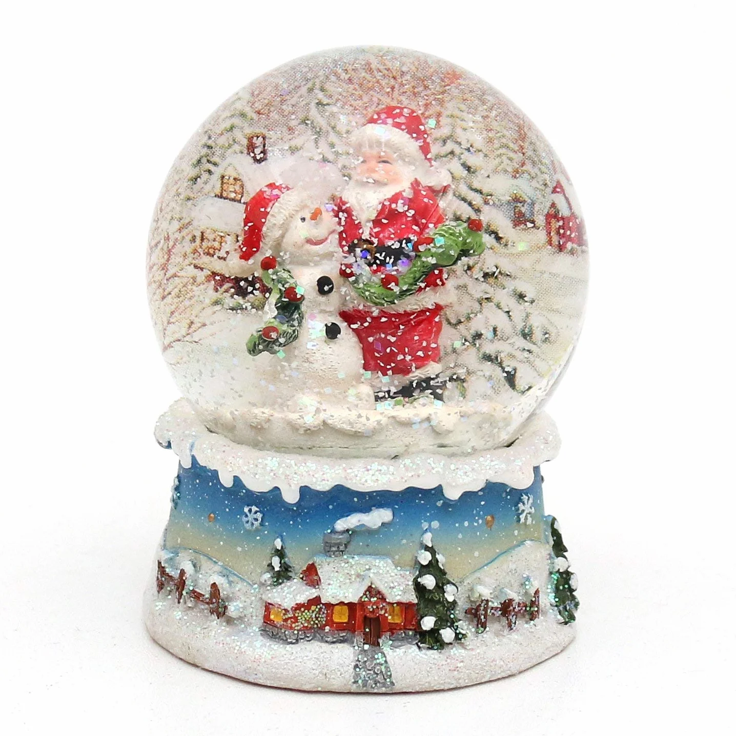 Dekohelden24 Wunderbare Schneekugel, Santa und Schneemann, Ø 6,5 cm