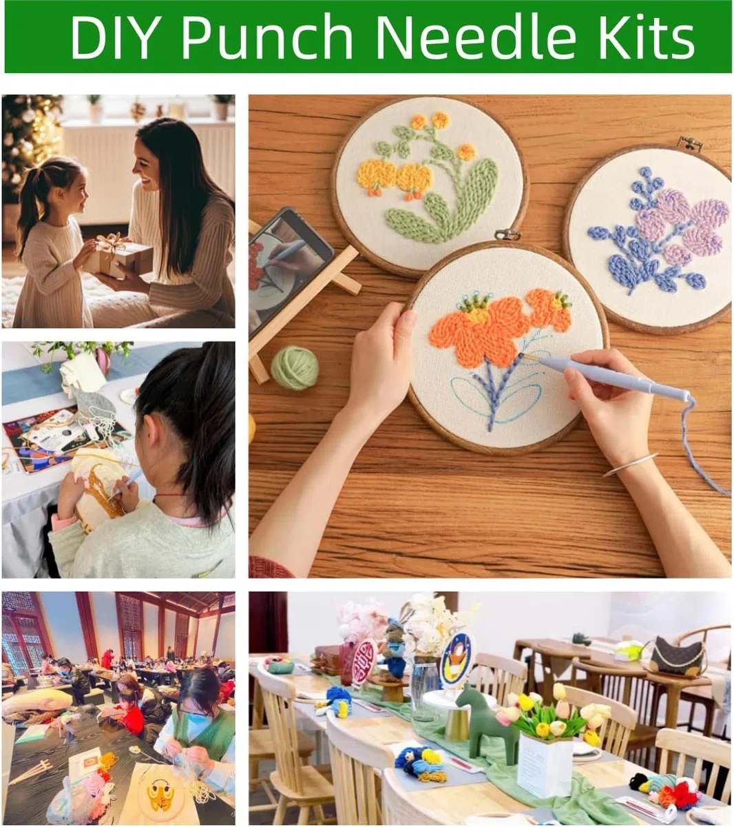 Productcaff Stanznadel-Set für Anfänger, Nadelstanzer, Starter-Kits mit Schaf-Muster, Stanzstich-Set für Kinder und Erwachsene, DIY-Kunsthandwerk, perfekt für Festival-Dekorationen und Geschenke
