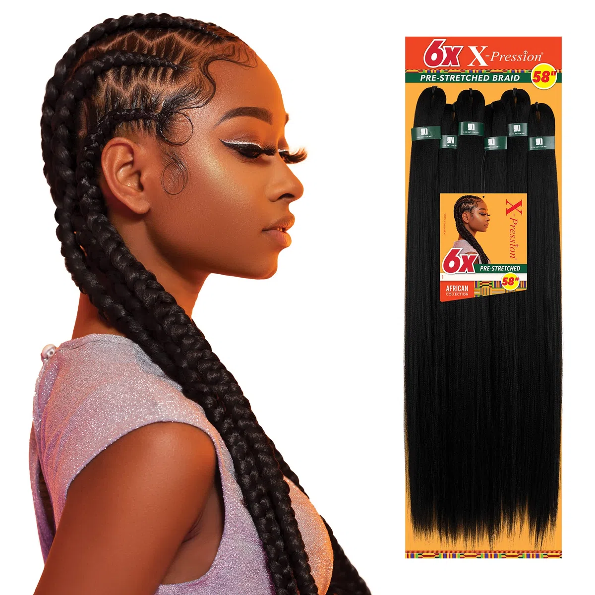 Sensationnel 6 x X-Pression vorgedehntes Geflecht, 147,3 cm (1B)