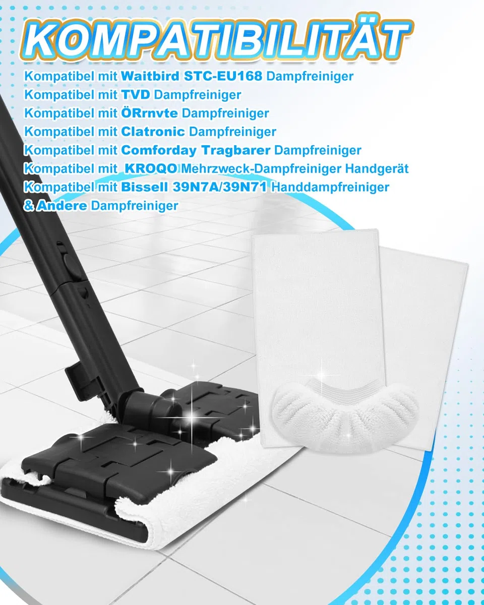 4+4 Stück Universal Dampfreiniger Mikrofaser Ersatztücher für Handdampfreiniger, Tücher für Dampfreiniger Ersatzbezüge Zubehör Microfiber Cloth (Groß + Klein)