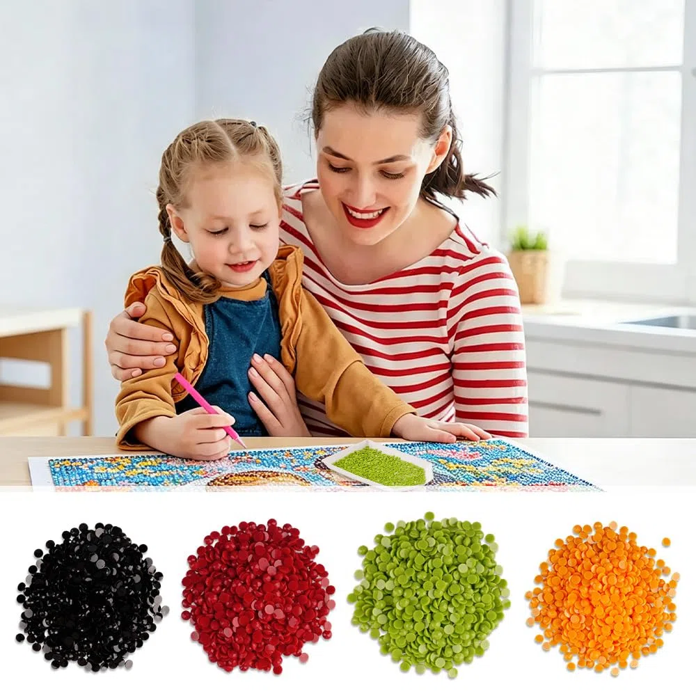 Diamond Painting Steine, Diamond Painting Zubehör Diamanten Deko-42000 Rund Stück 60 Farben/700 Stück pro Farbe-Ersatz Funkelnde Perlen Für Nägel, Edelsteine, Kunsthandwerk Ornamente
