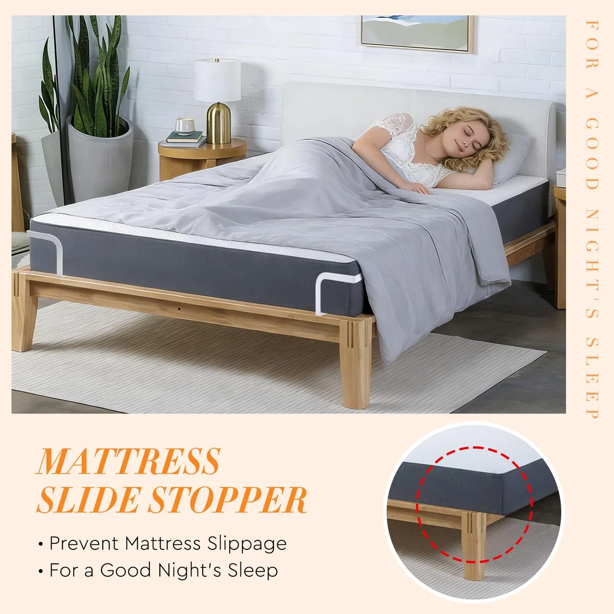 DBREAKS 4 Stück Matratzenhalter Gegen Verrutschen, 14cm Matratzen Halterung für Ecke des Bettes, Matratzenstopper, Rutschfester Matratzenverbinder, Matratzenstabilisatoren, Weiß