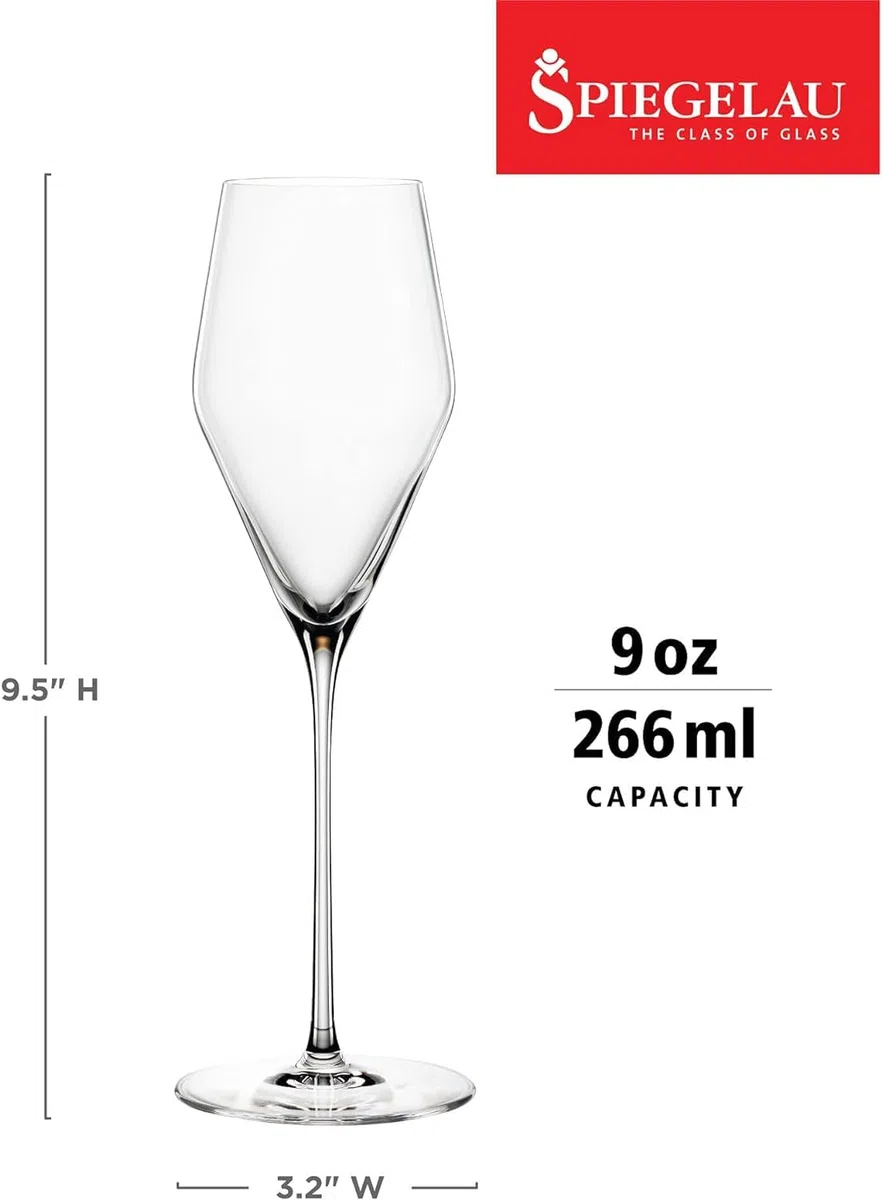 Spiegelau Definition Champagnergläser 6er Set + Poliertuch, Sektgläser (250 ml) und Mikrofaser-Glasreinigungstuch (50 x 64 cm), Kristallglas