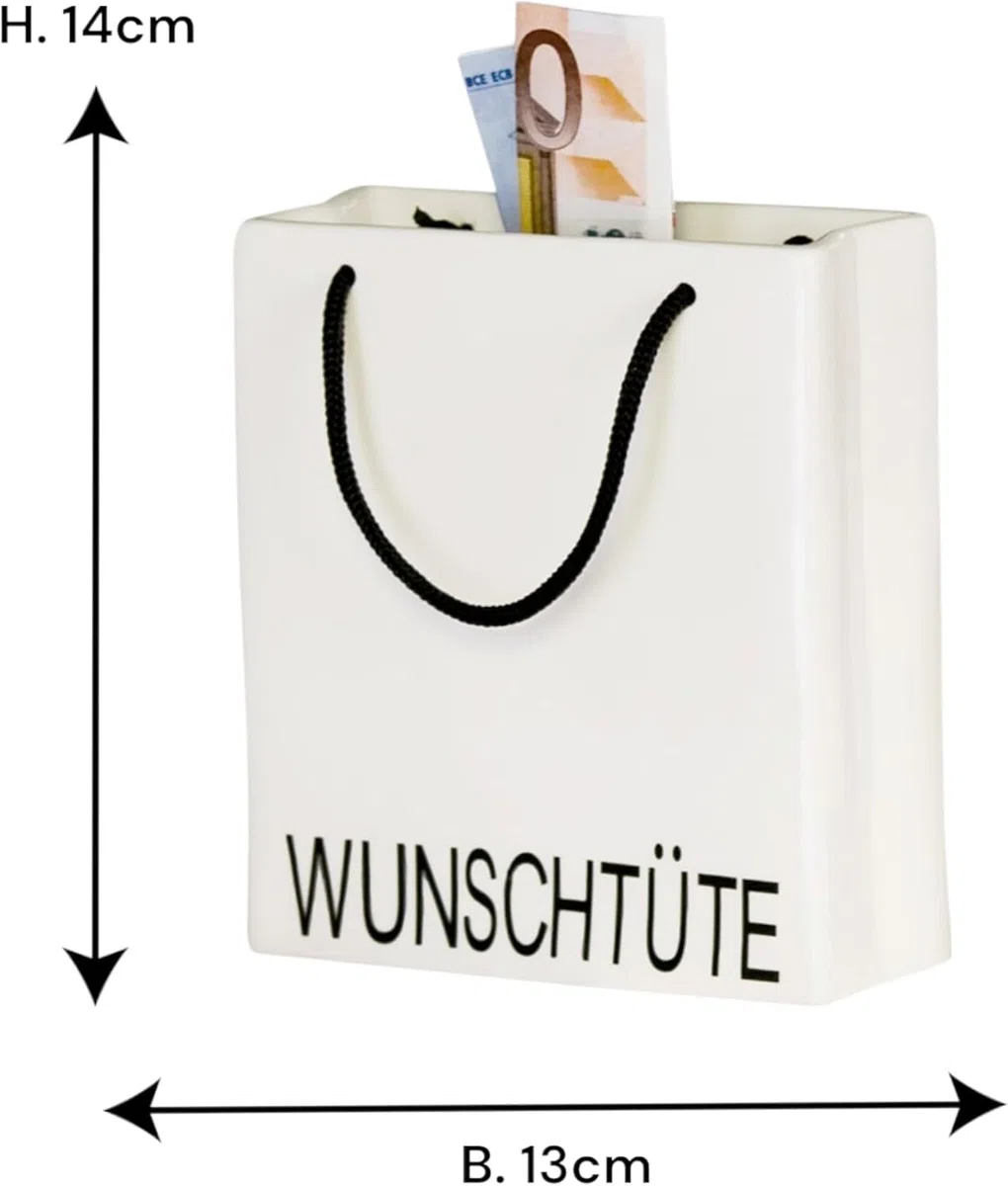 Casablanca Spardose Wunscherfüller – Sparschwein 18. Geburtstag Mädchen Trinkgeldkasse Geld sparen Spartopf Money Box – Porzellan 13 x 5 x Höhe 14 cm