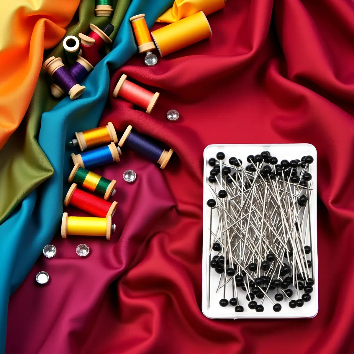 100 Stück schwarze Glaskopfnadeln zum Nähen, gerade Quilten, Schneidern, Schneidernadeln mit schwarzem Kugelkopf für Stoffschmuck, DIYnadeln und Nadelkissen