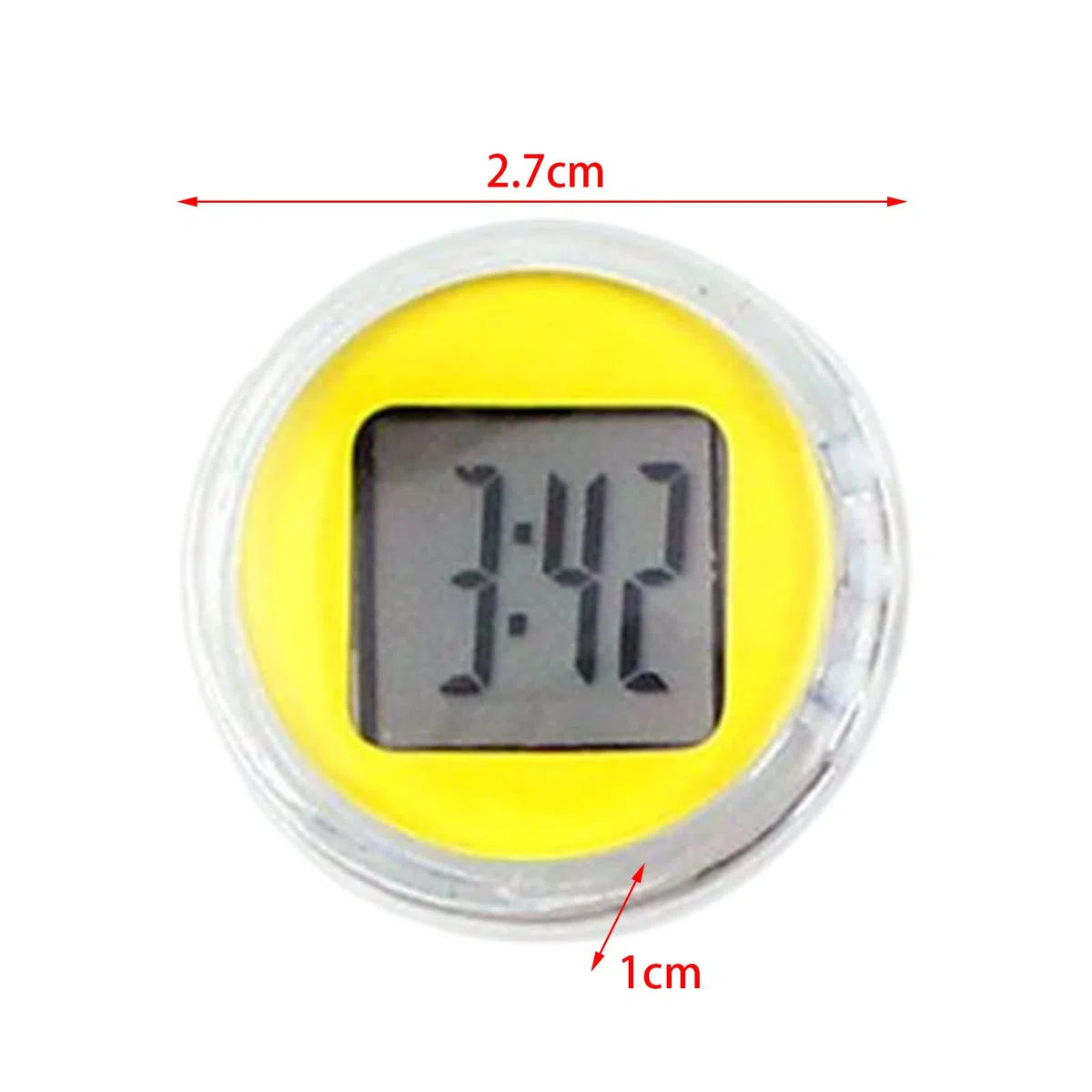 F Fityle Digitaluhr Mini Wasserdicht für Motorrad, Digital Uhr Stick-On, Elektronische Uhr Zum Aufkleben, Motorrad Lenkeruhr Zeitanzeige für Fahrrad Motorrad SUV Verschiedene Modelle, GELB