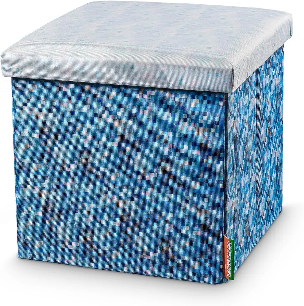 Pixeldesign Sitzwürfel Sitzhocker mit Stauraum, Faltbarer Hocker, Fußhocker, Falthocker, Sitzwürfel für Wohnzimmer, Kinderzimmer Pixelart (30 x 30 x 30 cm eisiger Boden)…