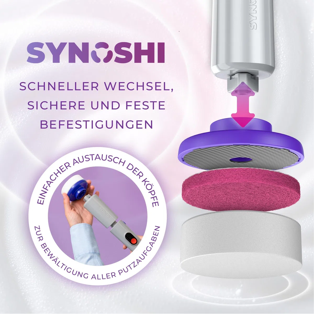 Synoshi Pro Melamin Magic Schwamm für Elektrische Reinigungsbürste – Doppel-Action Set für Flecken, Abnutzungserscheinungen und Markierungen – Effektive Reinigung für Wände, Arbeitsplatten (3 stück)